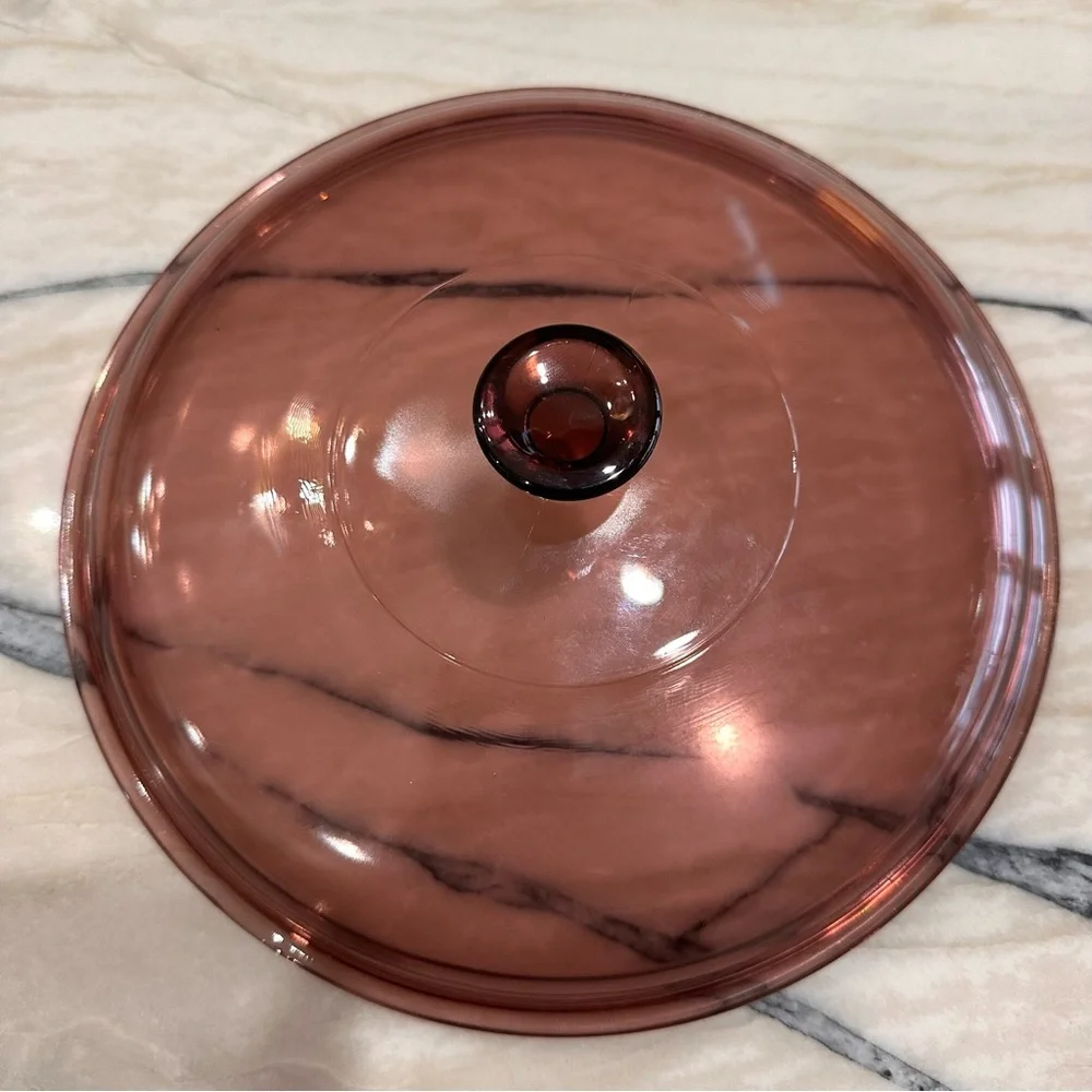 Pyrex Cranberry Round Glass LID 624C 8¾